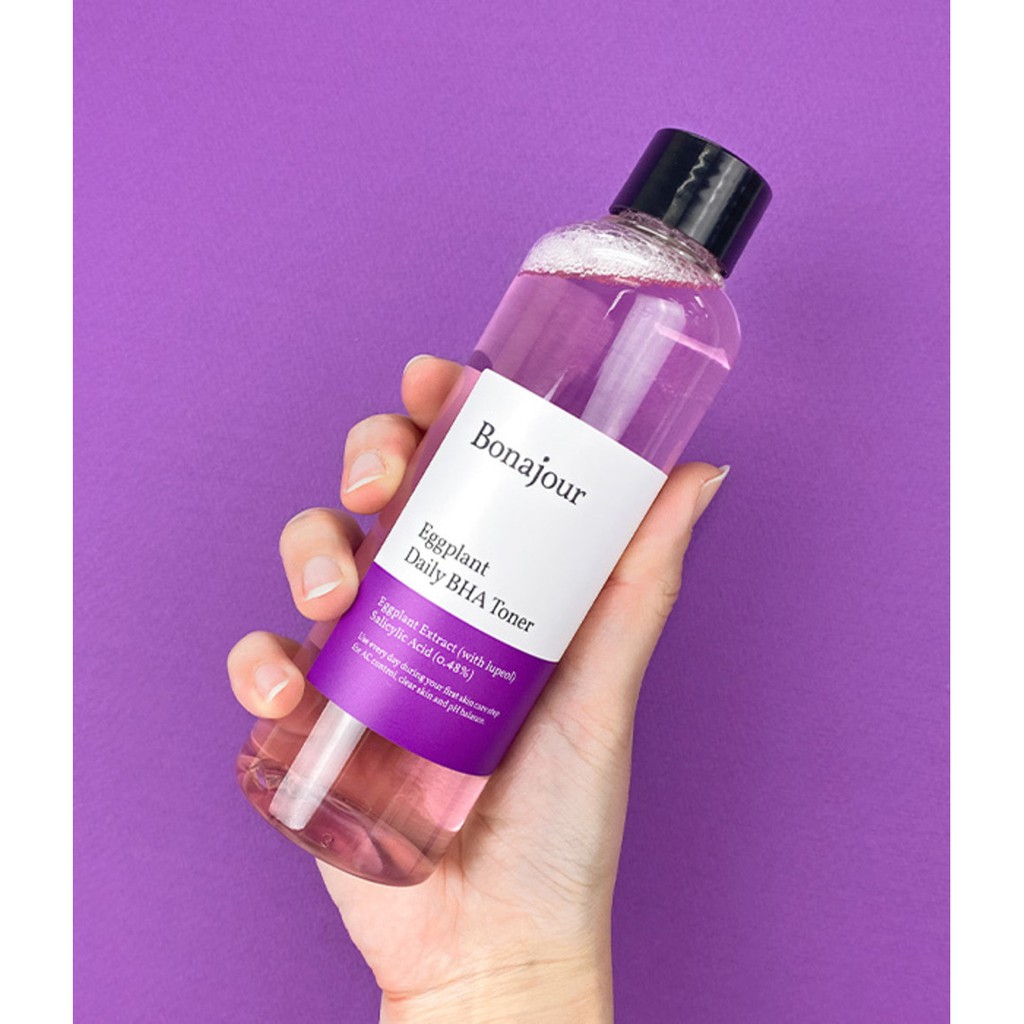 Nước hoa hồng chiết xuất cà tím làm sạch, ngừa lão hoá Bonajour Eggplant Daily BHA Toner 205ml