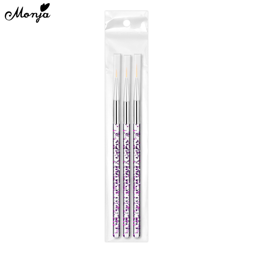 Set 3 cọ vẽ đường nét trang trí móng tay nghệ thuật MONJA chuyên dụng