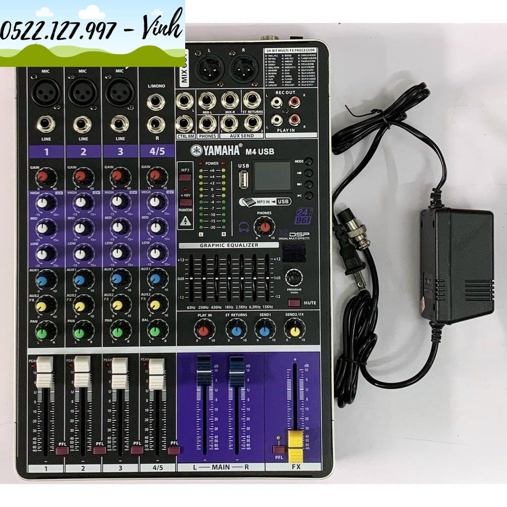 Bàn Trộn Am thanh chuyên nghiệp Yamaha Mixer M4-USB - 99 hiêu ứng - Gia Khang Shop