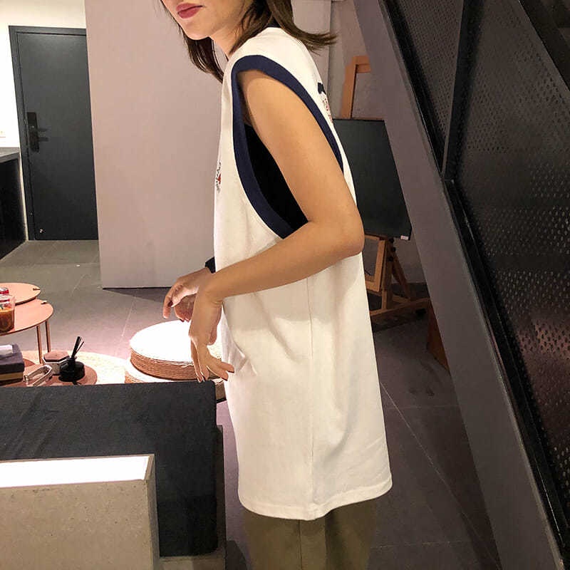 ☋Áo Thun Bóng Rổ Cotton 2022 Không Tay Dáng Rộng Thời Trang Mùa Hè Phong Cách Mới Hàn Quốc Cho Nữ