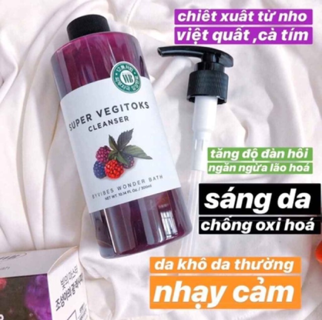 [Gom Order] Sữa rửa mặt rau củ sủi bọt thải độc an toàn Byvibes wonder bath super vegitoks