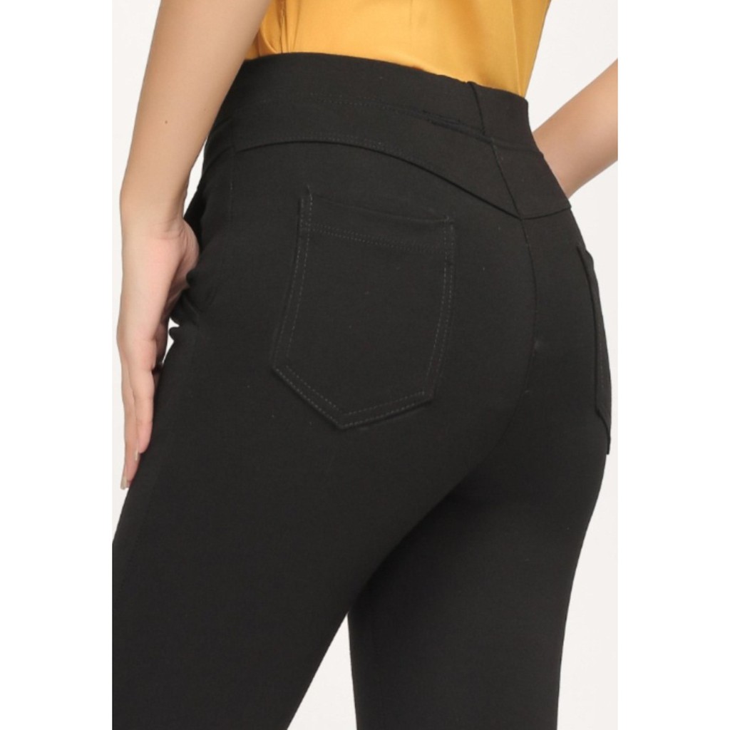 Quần Legging Vicci dáng dài 4 túi vải đen và vải vân xước