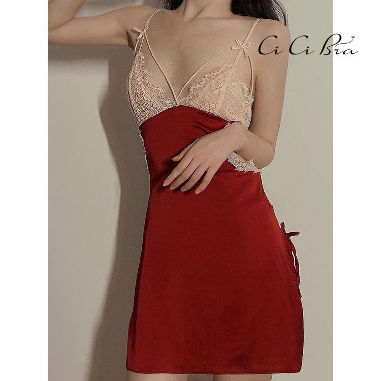 Váy Ngủ Sexy Phối Ren Dây Đan Chéo Xẻ Đùi Gợi Cảm CiCi Bra - V3 | BigBuy360 - bigbuy360.vn