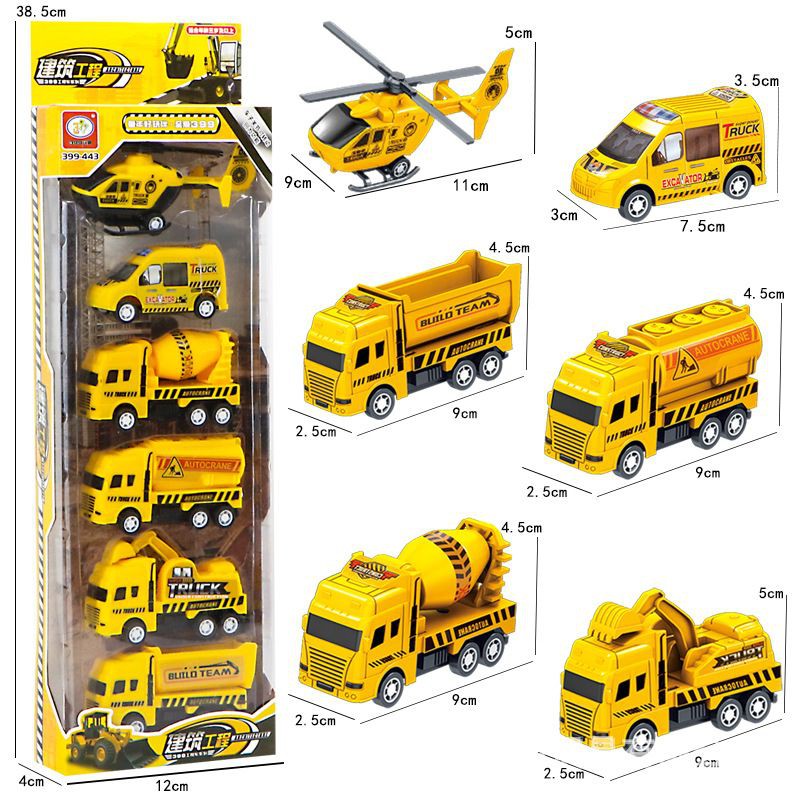 Set 6 ô tô mô hình công trình xây dựng nhiều chủ đề cho bé