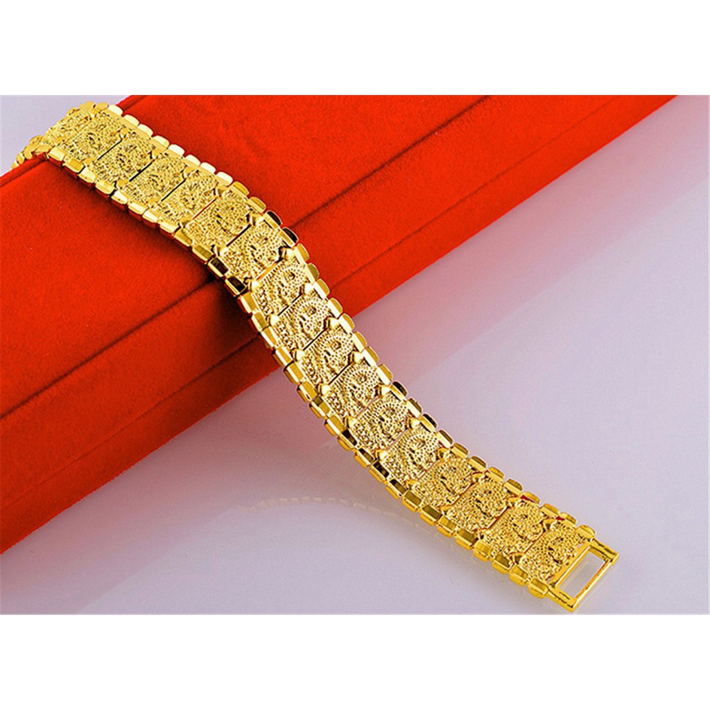 Lắc tay nam thời trang mạ 24k họa tiết Rồng nổi + Tặng kèm 01 nhẫn nam thời trang