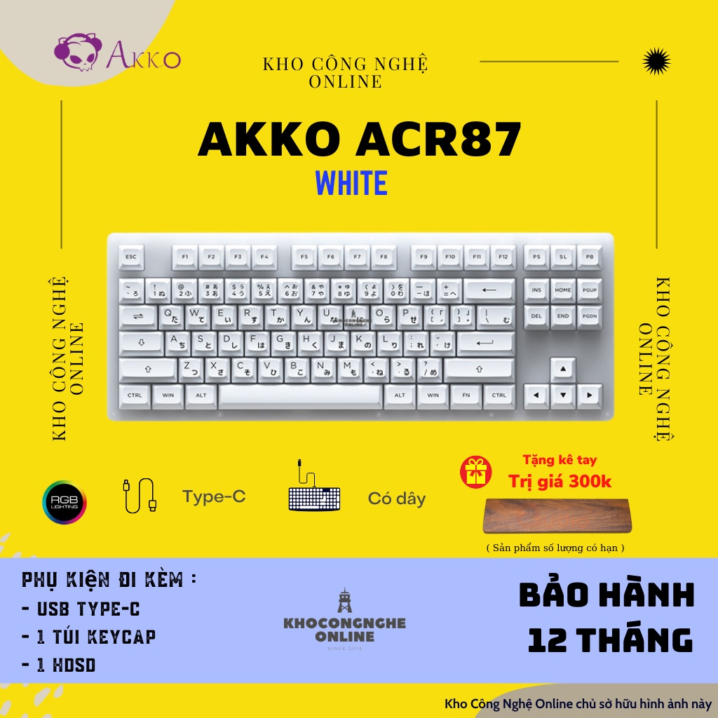 [Mã 33ELSALE hoàn 7% đơn 300K] Bàn phím cơ AKKO ACR87 white (Hotswap / RGB / AKKO CS sw Jelly Blue)