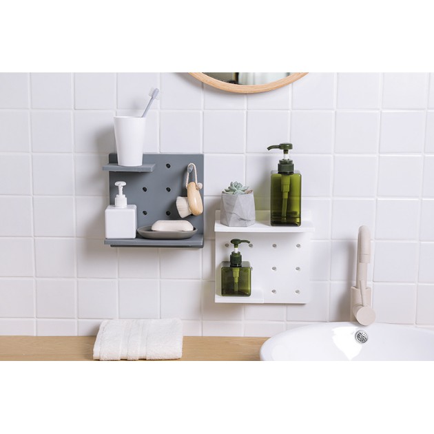 Giá kệ dán tường Pegboard đục lỗ sẵn trang trí phòng nhựa cao cấp, kệ để trang trí Wall Hanger Rack