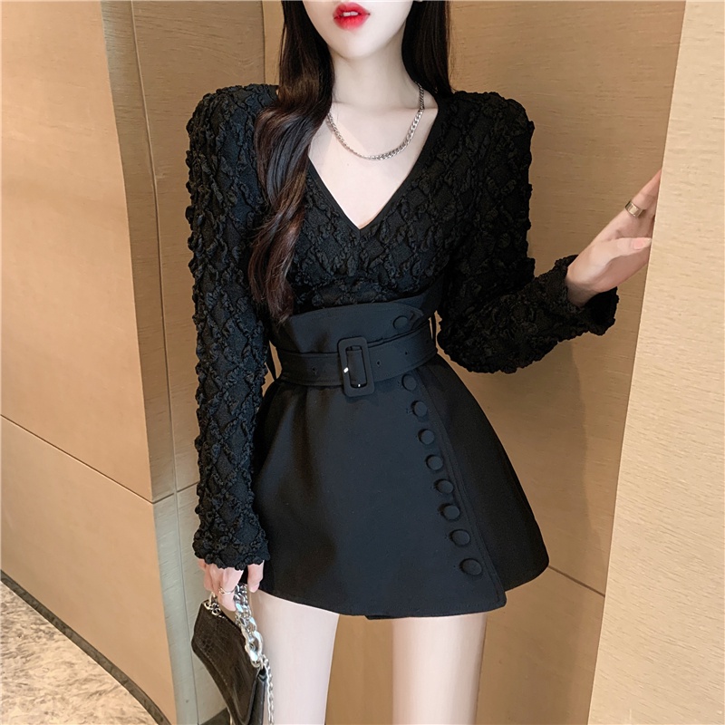 Chân váy lưng cao dáng ôm họa tiết hoa thời trang thu đông