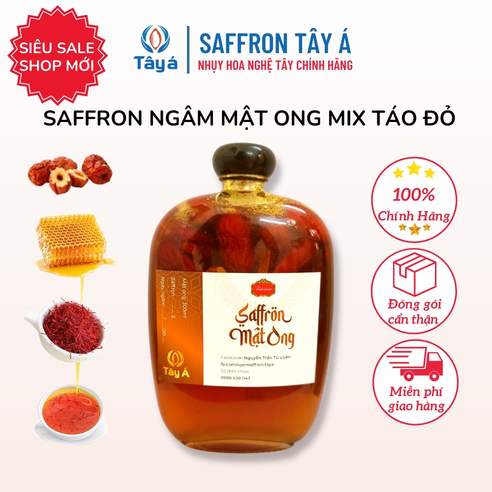 Nhụy Hoa Nghệ Tây Ngâm Mật Ong Mix Táo Đỏ, Saffron Ngâm Mật Ong Mix Táo Đỏ - Saffron Tây Á
