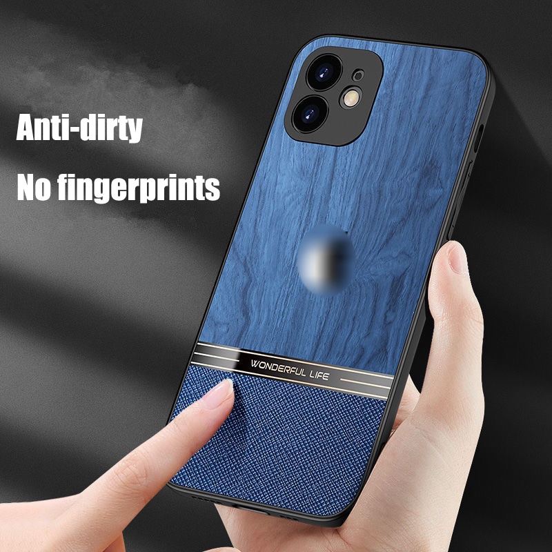 Ốp điện thoại vân gỗ đơn giản sang trọng thích hợp cho iPhone 12 11 pro max xs max xr x 8 7 plus