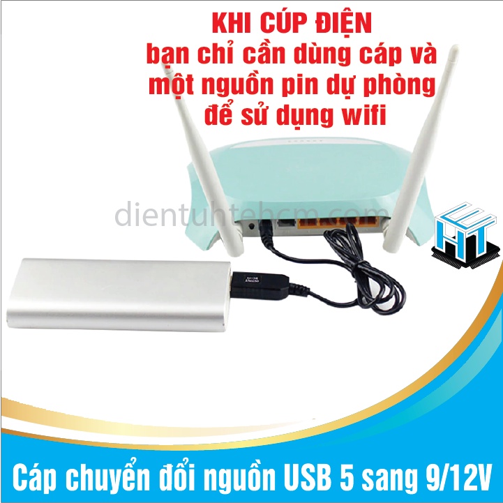 Cáp chuyển đổi nguồn USB 5V sang 9V,12V