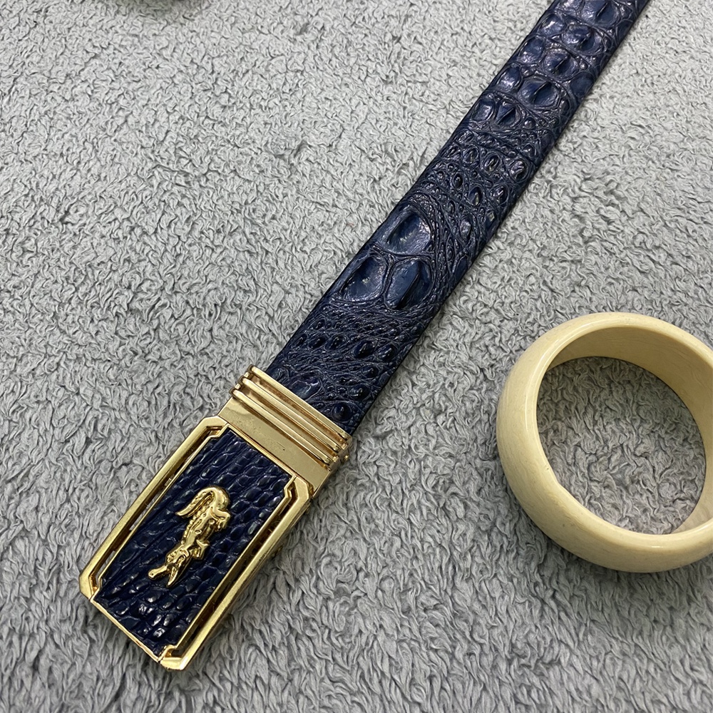 Thắt Lưng Nam da cá sấu TIẾN CÔNG cao cấp màu xanh TCN2008