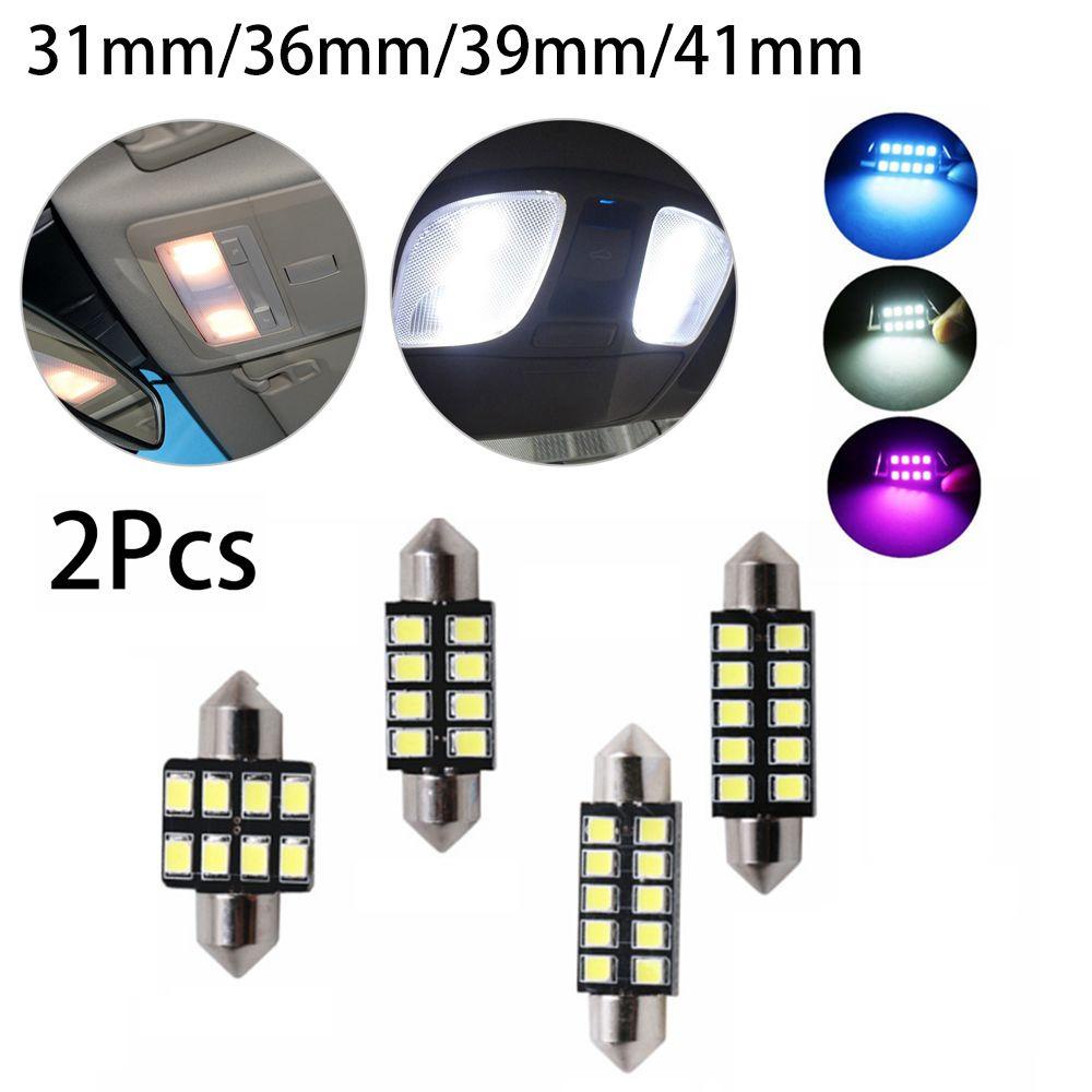 Bộ 2 Đèn LED Gắn Trần Xe Hơi 31mm 36mm 39mm 41mm Ánh Sáng Trắng / Xanh Dương / Hồng