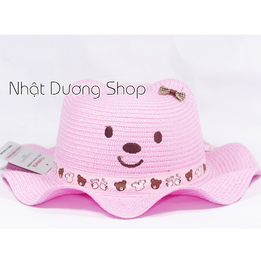 Nón cói đi biển trẻ em hình con gâu vành gợn sóng dành cho bé gái từ 2 tới 5 tuổi.