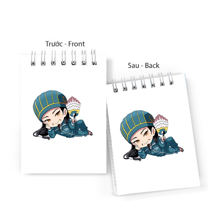 Sổ tay in hình KHỔNG MINH THÍCH ĐI QUẨY lò xo 6x10 ghi chú tiện lợi học tập xinh xắn anime chibi