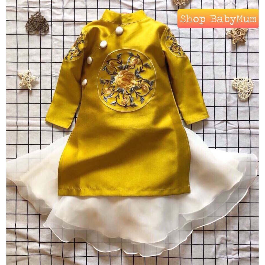 Áo dài Tết cách tân mẫu mới 2024 cho bé trai, bé gái 1 2 3 4 5 6 7 8 9 10 tuổi từ 8 -35kg