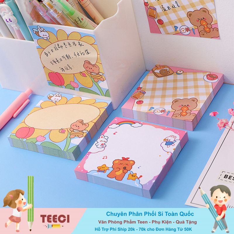 [Mã LIFEBOOK2 giảm 10% đơn 0Đ] &lt;Video Review&gt; Sticky Giấy Note To Do List Ghi Chú In Hoạt Hình Gấu Nâu Cute T686