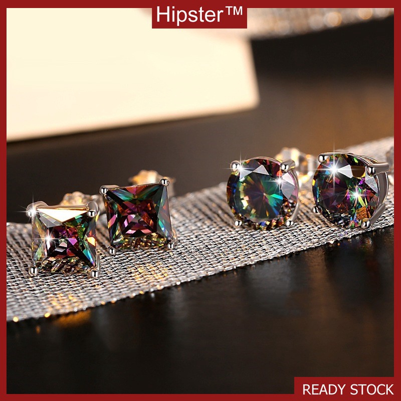 Diamond Color S925 Silver Men Women Cool Earrings