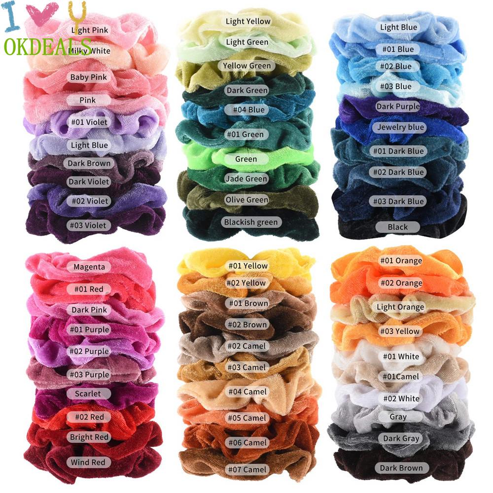 💎OKDEALS💎 6/12/18/24/38/50/Pcs Christmas Velvet Hair Scrunchies Headwear Ponytail Holder Elastic Hair Bands Hair Accessories Great Gift Rubber Ties for Women Girls Scrunchy Hair Ties Ropes