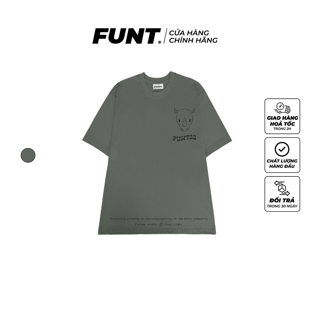 Áo Thun Unisex Tay Lỡ FUNT Rare Tee Rhino 100% Cotton Co Giãn, Thoáng Mát, Thấm Hút Tốt