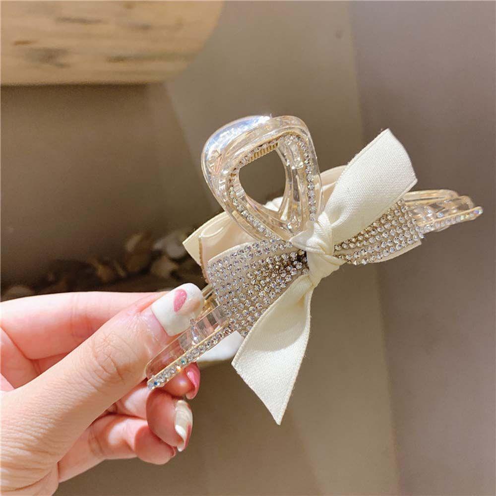 TWINKLE Kẹp Tóc Hình Nơ Lấp Lánh Thời Trang Cho Nữ|Kẹp TóC MàU Đen TrắNg ThờI Trang Cho Nữ