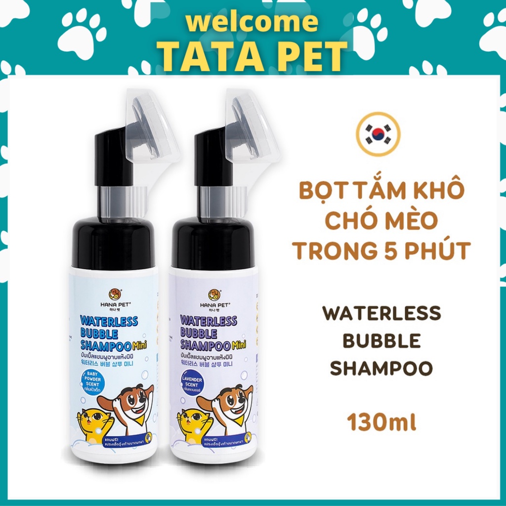 Bọt tắm khô dưỡng lông cho thú cưng Waterless Bubble Shampoo 130ml - Hana Pet