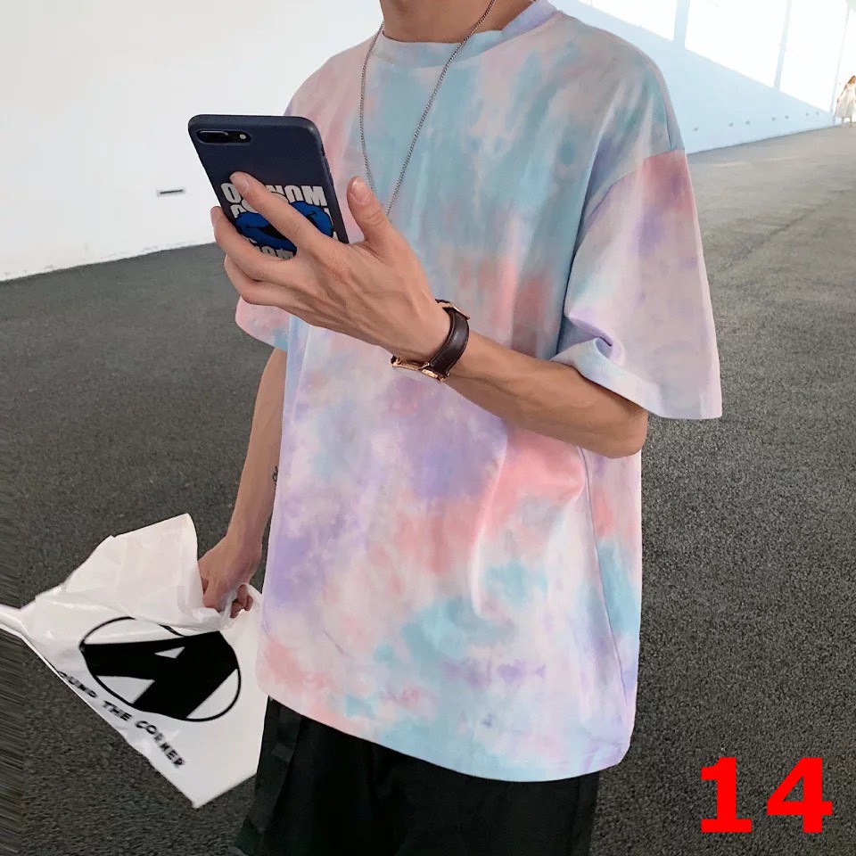 Áo Thun Trơn Tie dye Loang Nhuộm Oversize Hot Trend Unisex