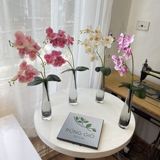 Set Lọ Hoa Lan Hồ Điệp xinh xắn (Gồm cả Lọ thủy tinh và Hoa ) trang trí nhà cửa, hoa giả nhân tạo, mã Sét 04.