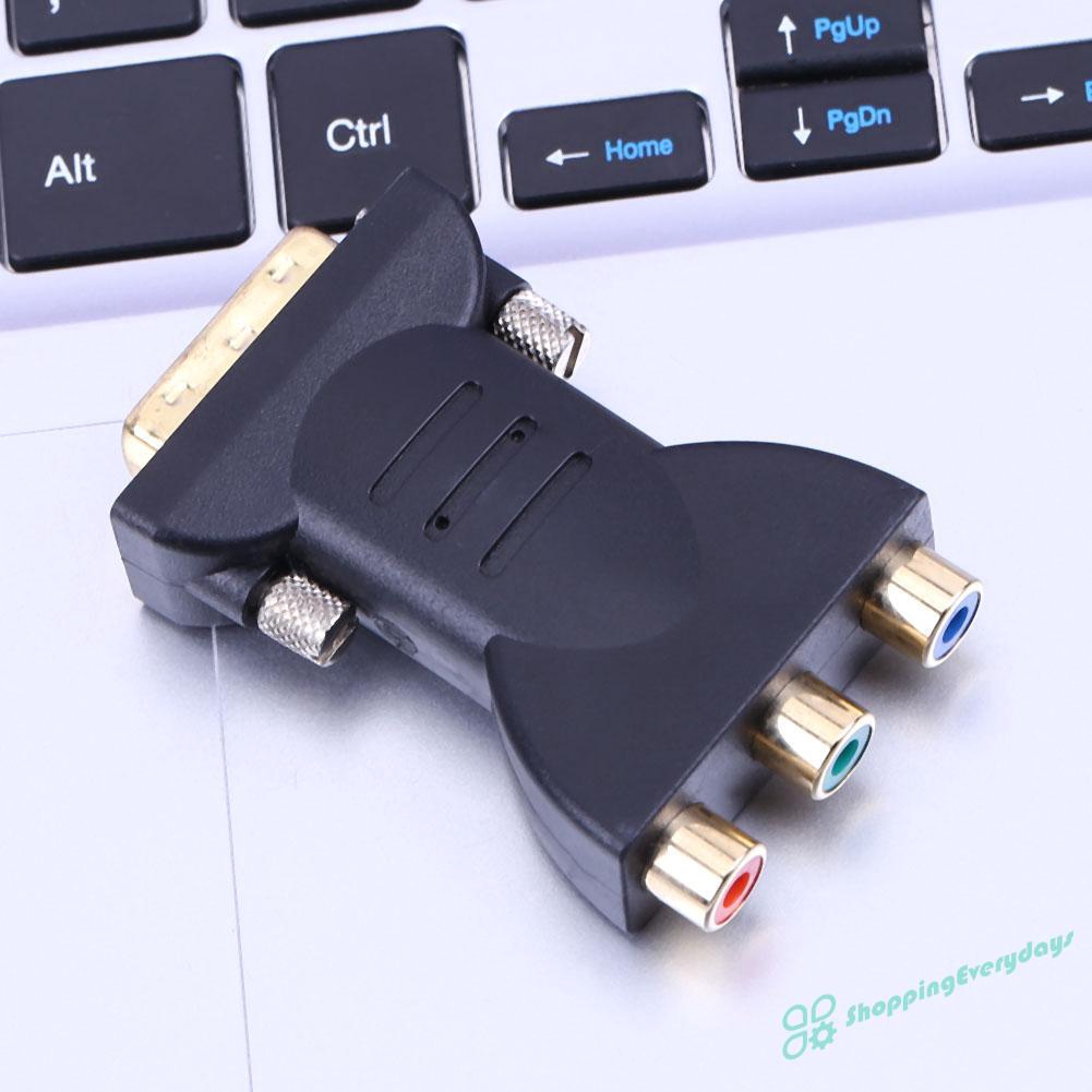 SV  24+5Pin DVI Male to 3 RCA Female Port A/V Converter Adapter Cable Connector ❤❤