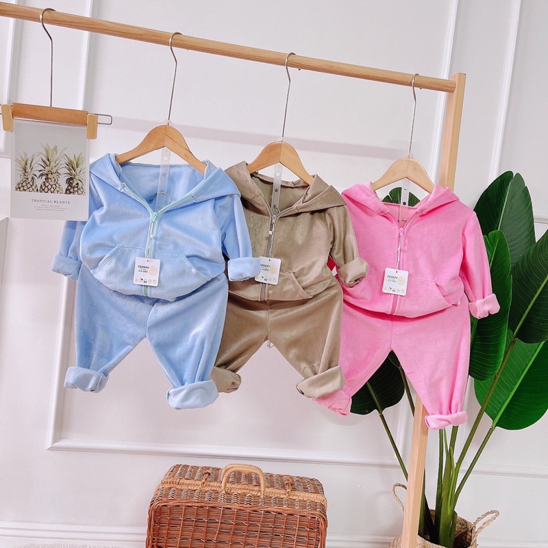 Bộ nỉ nhung lông siêu ấm cho bé trai, bé gái K005