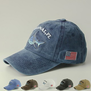 Mũ Bóng Chày Nam Cá Mập Thêu Chữ Đạt Đỉnh Mũ Rửa Đau Khổ Retro Nón Đi Chơi Du Lịch Mũ Chống Nắng