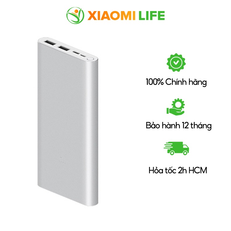 Pin Sạc Dự Phòng Xiaomi Mi Gen 3 10.000 mAh Hỗ trợ sạc nhanh Type-C 18W - Hàng Chính Hãng