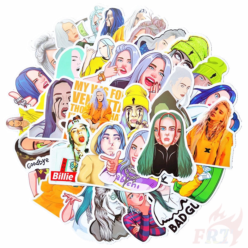 ❉ Billie Eilish Series 02 - Pop Singer Superstar Stickers ❉ 52Pcs/Set DIY Fashion Mixed Doodle Decals Stickers