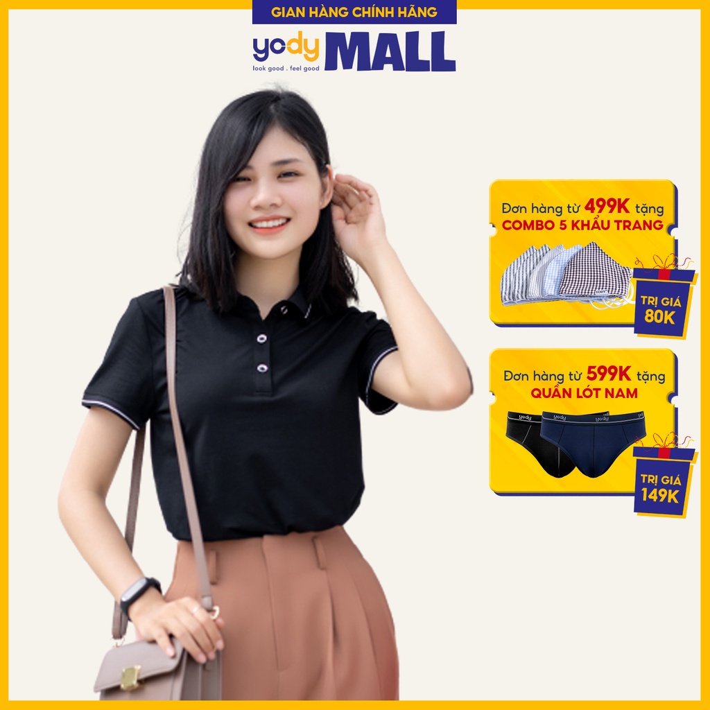 Áo phông polo nữ trơn YODY tay ngắn chất vải cotton dày dặn thấm hút tốt APN3010