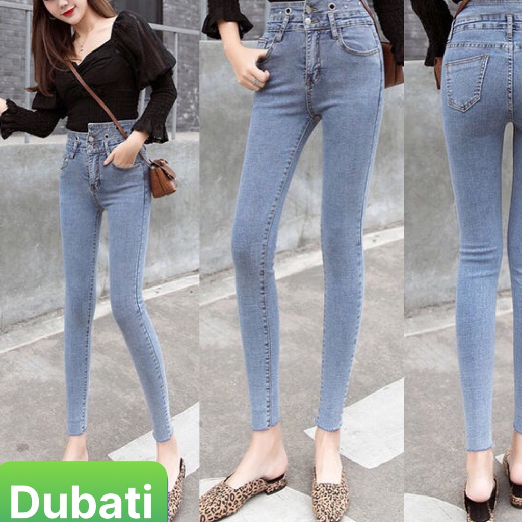 QUẦN JEAN NỮ LƯNG SIÊU CAO ÔM DÁNG CO GIÃN XINH XẮN THỜI TRANG - XANH 83- DUBATI FASHION