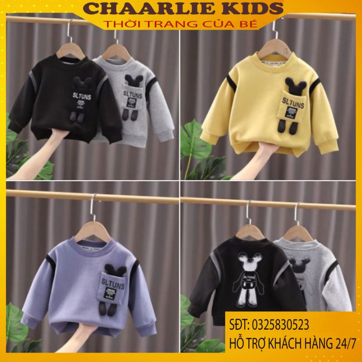 Áo Nỉ Thu Đông Cho Bé 2021- Áo BEARBRIK Vừa Ra Mắt Cho Bé Trai Bé Gái Từ 7-32KG Chaarlie Kids