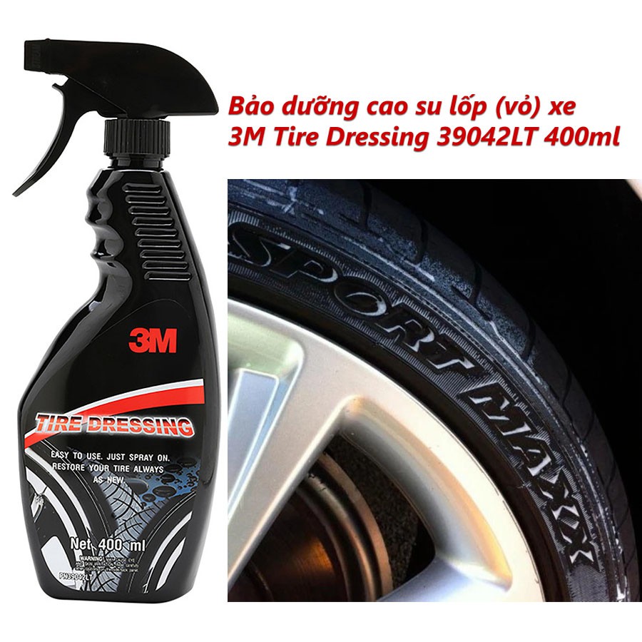 Chai xịt chăm sóc lốp phục hồi cao su - 3M Tire Dressing PN39042LT 400ml