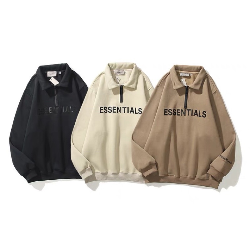 Áo nỉ bông cổ bẻ khoá ESS | BigBuy360 - bigbuy360.vn