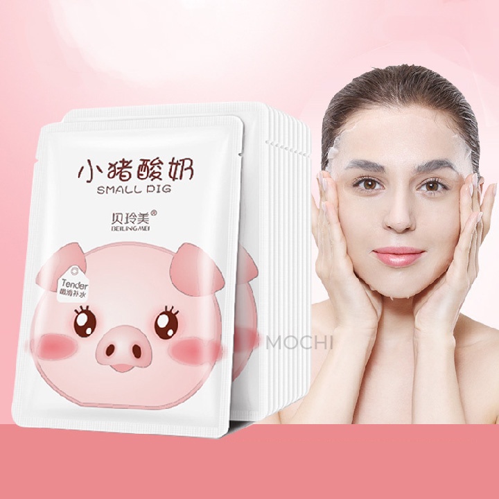 Mặt Nạ Sữa Tươi Dưỡng Trắng Da l Cấp Ẩm l Ngừa Mụn Mask Giấy Heo Pig Beiling Mei Cao Cấp Nội Địa Trung MOCHI SHOP
