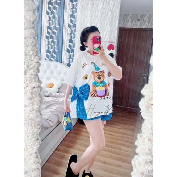 Set bộ quần đùi phối áo voan thắt nơ xinh GB16112