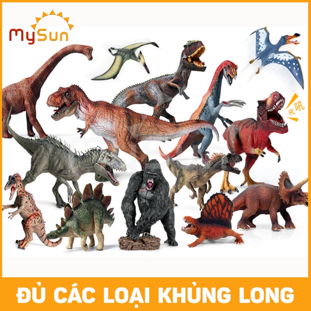 Đồ chơi Jurassic World mô hình khủng long bạo chúa Indominus T Rex, Spinosaurus, Mosasaurus, tê giác ăn cỏ MySun
