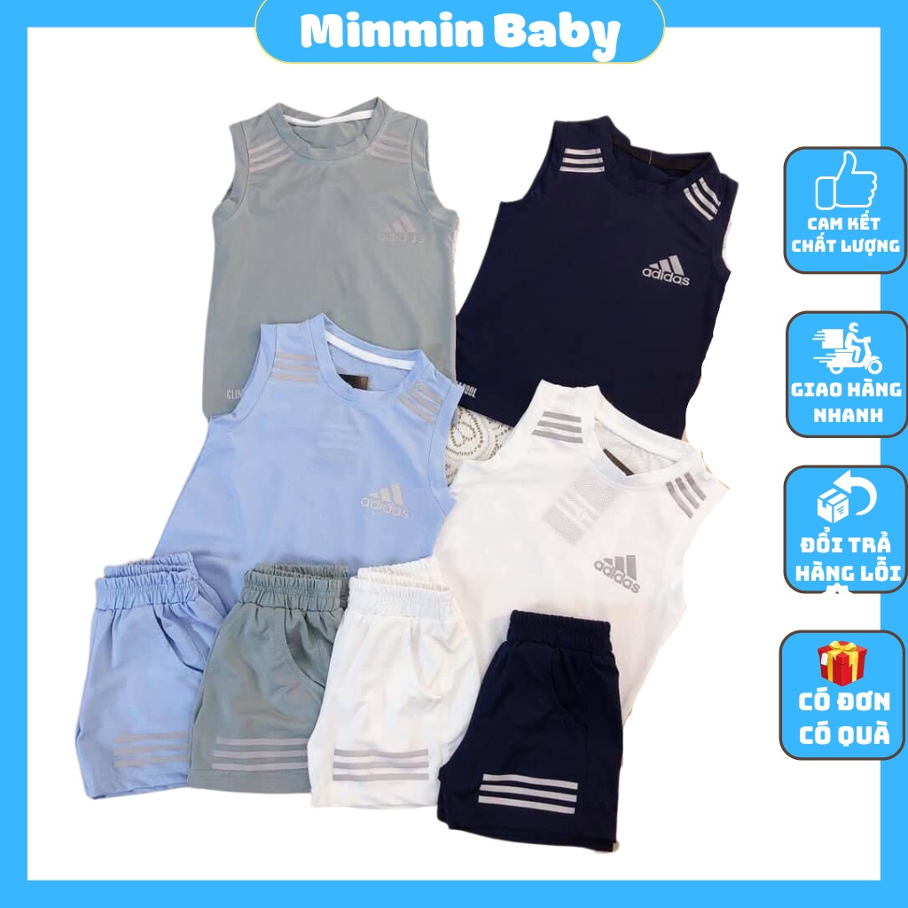 Bộ thể thao bé trai Minmin baby, Đồ bộ quần áo ba lỗ sát nách bé trai chất thun Cotton Phản Quang cho bé 6-27kg