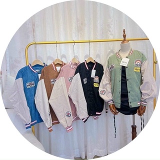 Áo khoác bomber cầu vồng nhung tâm xịn