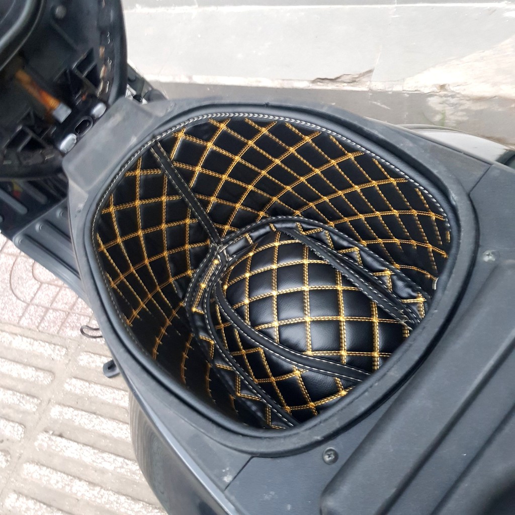 Lót cốp da 5 lớp xe VESPA LX (Đen Chỉ Vàng Đồng) - cách nhiệt bảo hành 2 năm