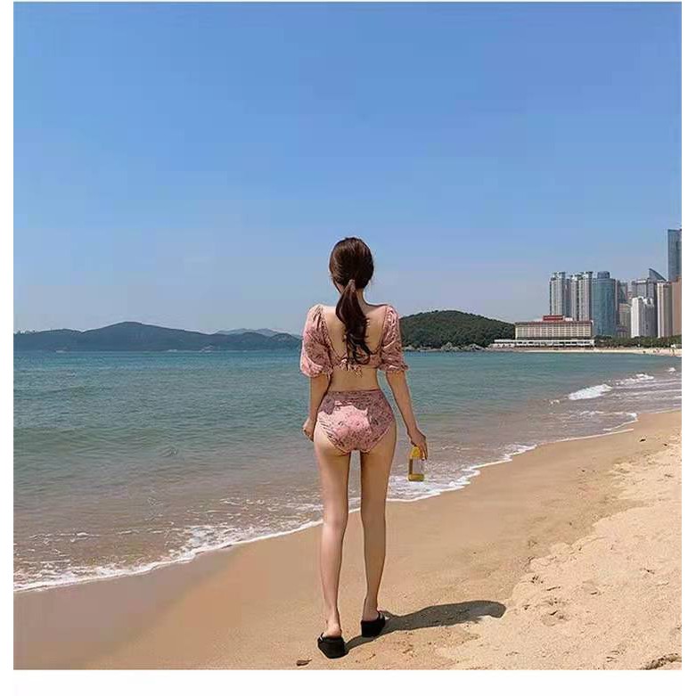 Bộ đồ bơi dài tay lưng cao in họa tiết hoa thời trang 2020 cho nữ | BigBuy360 - bigbuy360.vn