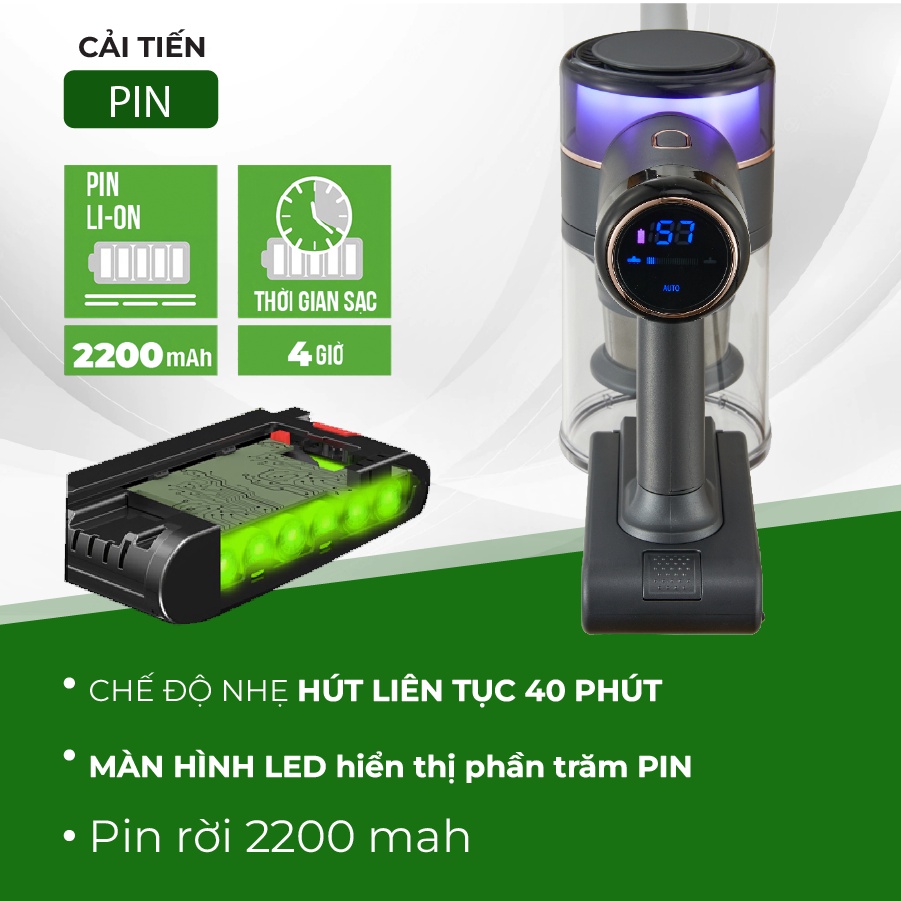 Máy hút bụi cầm tay không dây gia đình cải tiến động cơ đèn LED mới nhất 2022 AH001