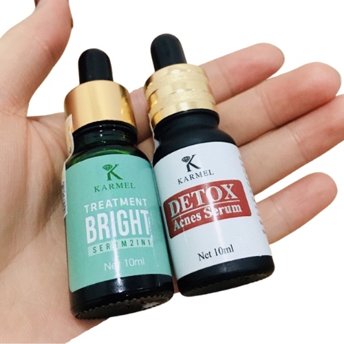 combo serum karmel sạch mụn ẩn, mụn đầu đen, hết thâm và sáng đều mầu da