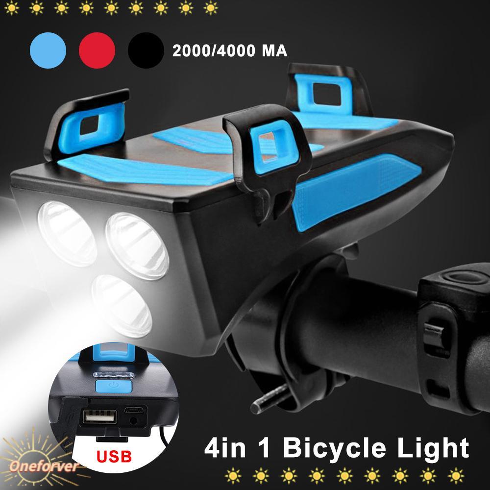 Giá Đỡ Điện Thoại Tích Hợp Đèn Pha 4 Trong 1 Đa Năng Chống Thấm Nước Dành Cho Xe Đạp