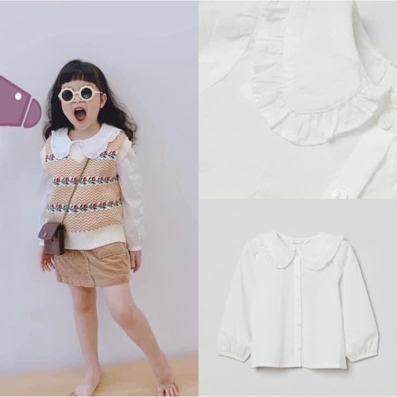 Áo sơ ni za.ra cổ bèo cho bé