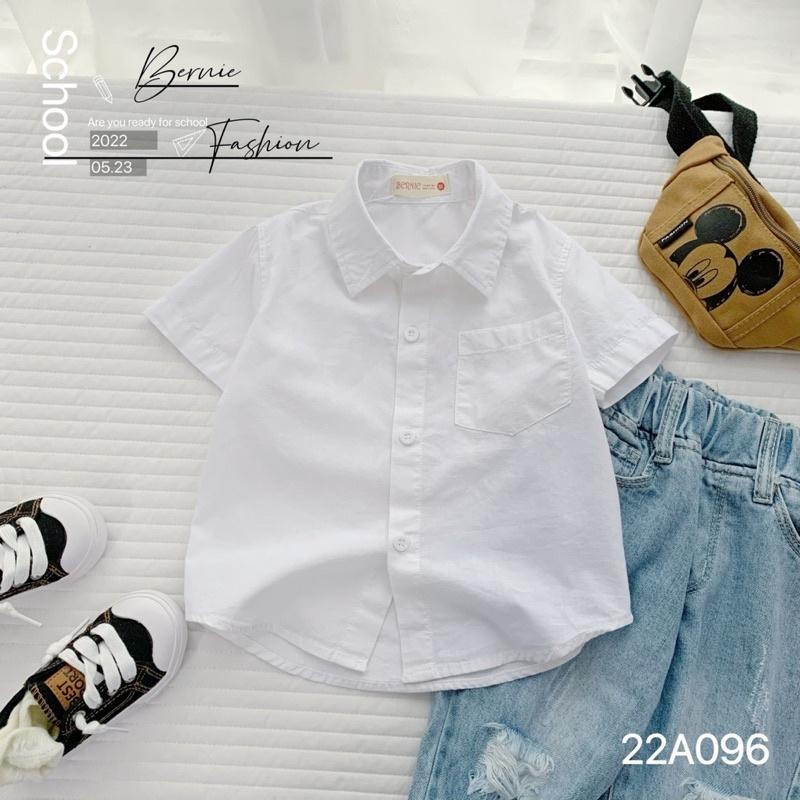 ÁO SƠ MI TRẮNG CỘC TAY UNISEX CHO BÉ